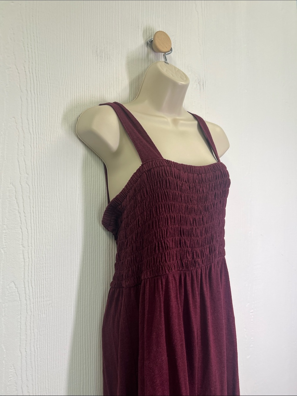 Free People - Beach Homecoming Burgundy Smocked Bodice Wide Leg Jumpsuit Small - Picture 3 of 11